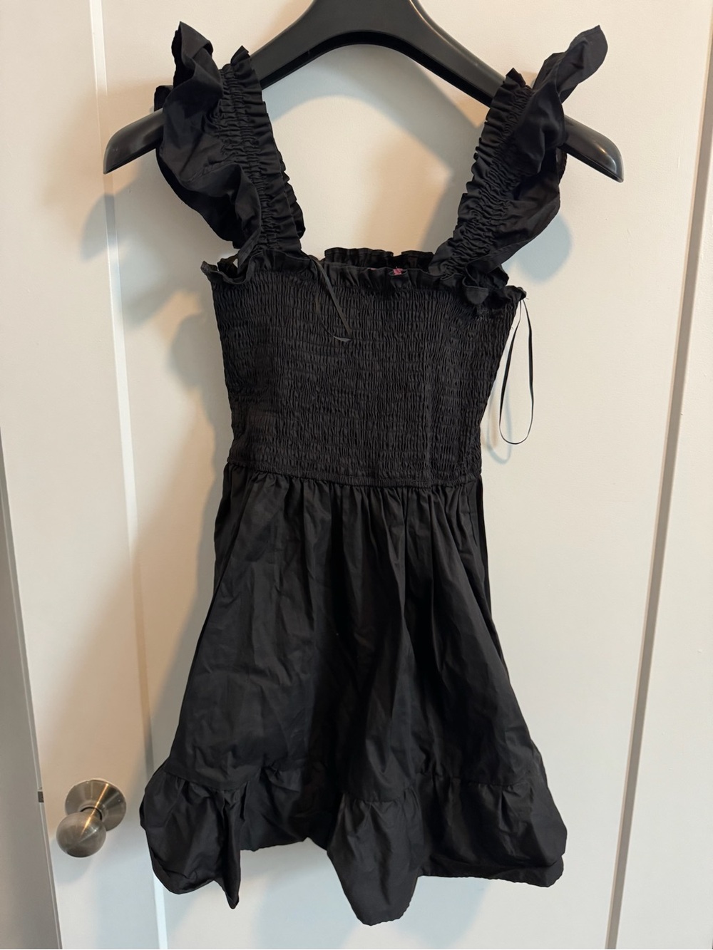 miami Black Ruffled Strap Casual Dress
